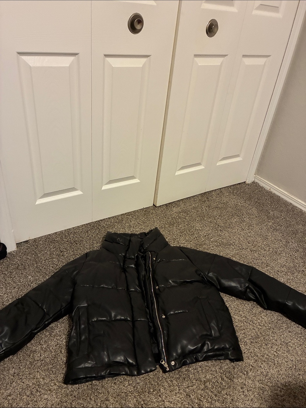 Black Women’s Puffer Jacket with High Collar